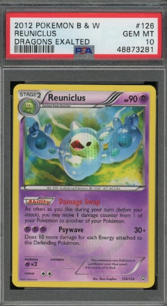 Pokemon TCG Reuniclus 126/124 Shiny Secret Rare Holo Dragons Exalted PSA 10